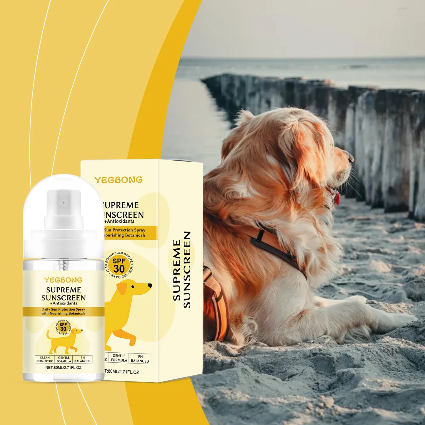 Dog Sunscreen Spray Enhance Skin Resistance Prevent UV Damage Waterproof Non-Irritating Gentle Formula Sunscreen Care Pet Spray
