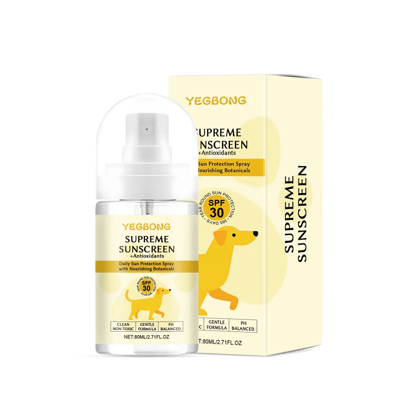 Dog Sunscreen Spray Enhance Skin Resistance Prevent UV Damage Waterproof Non-Irritating Gentle Formula Sunscreen Care Pet Spray